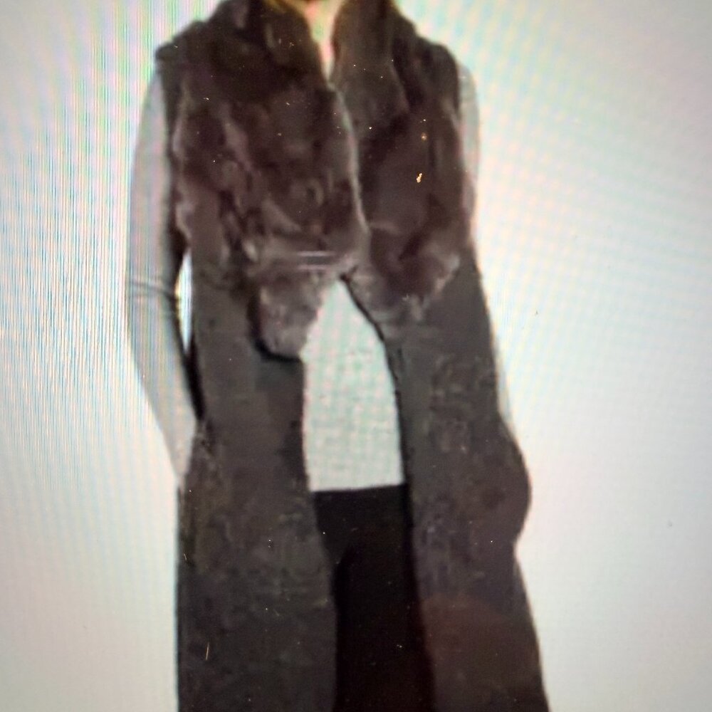 LINDA RICHARDS GENUINE RABBIT FUR AND KNIT VEST